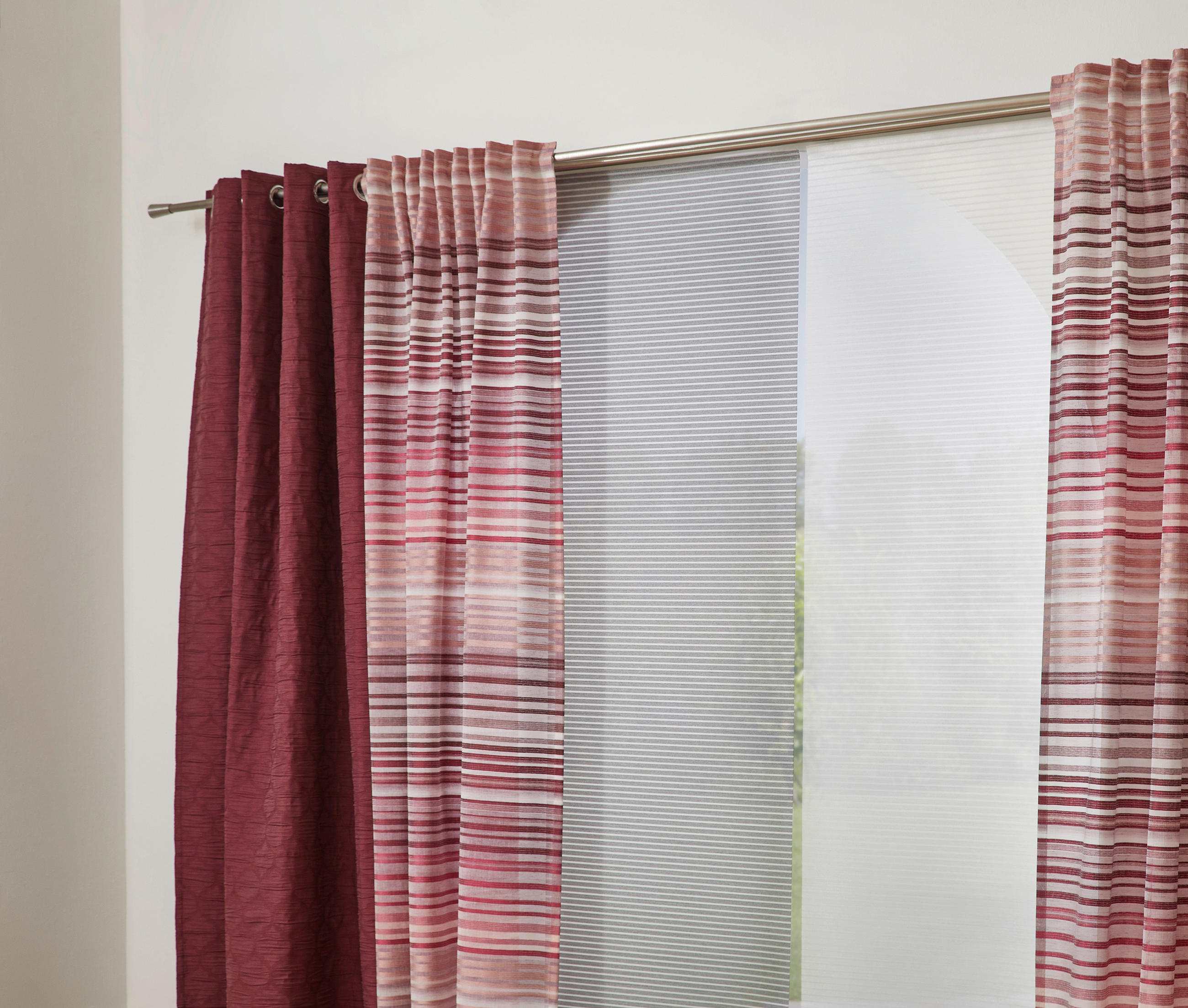FERTIGVORHANG  halbtransparent   140/245 cm  - Rot, Basics, Textil (140/245cm) - Novel