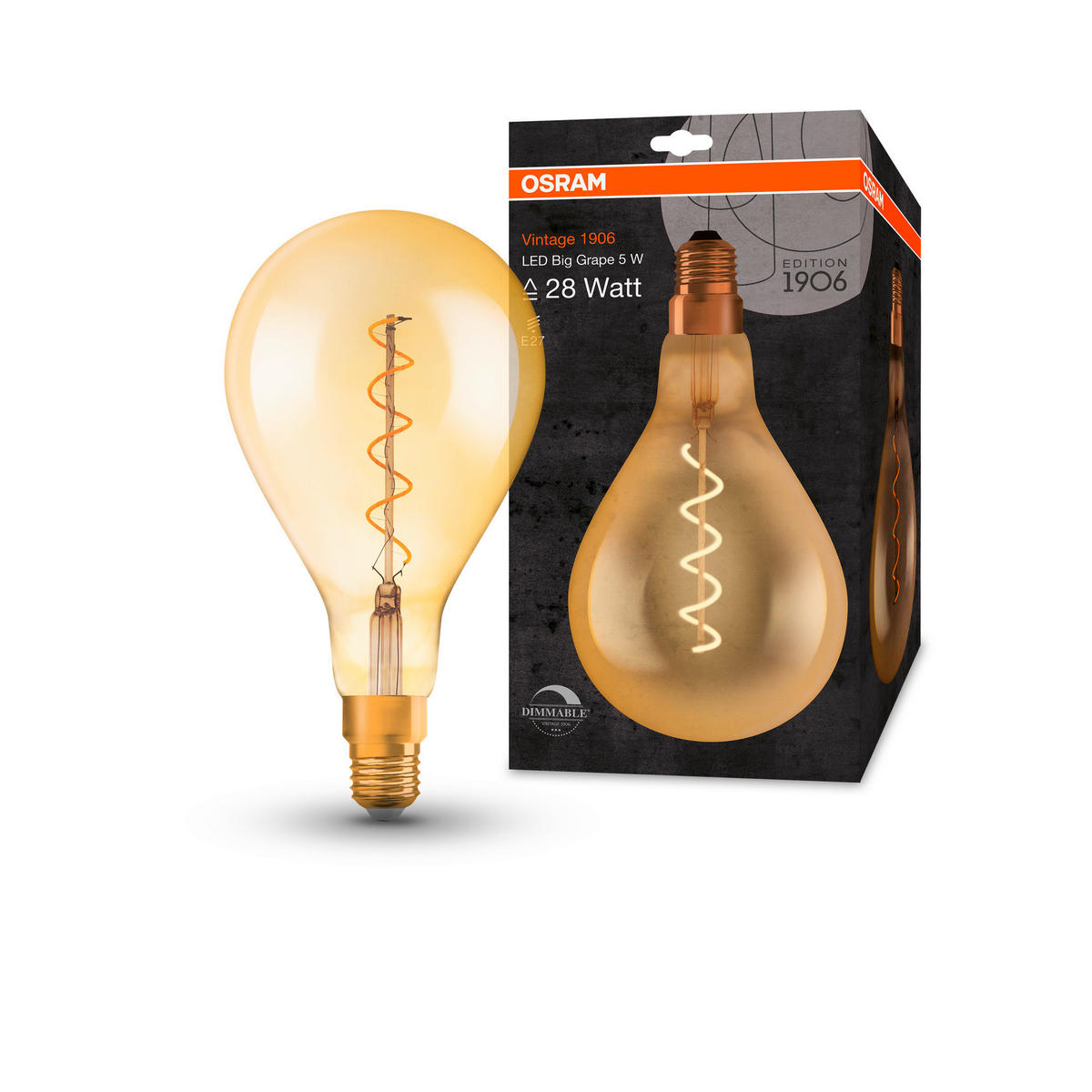 LED-LEUCHTMITTEL   E27 4 W 300 lm  - Goldfarben, Basics, Glas (16/28,7cm) - Osram