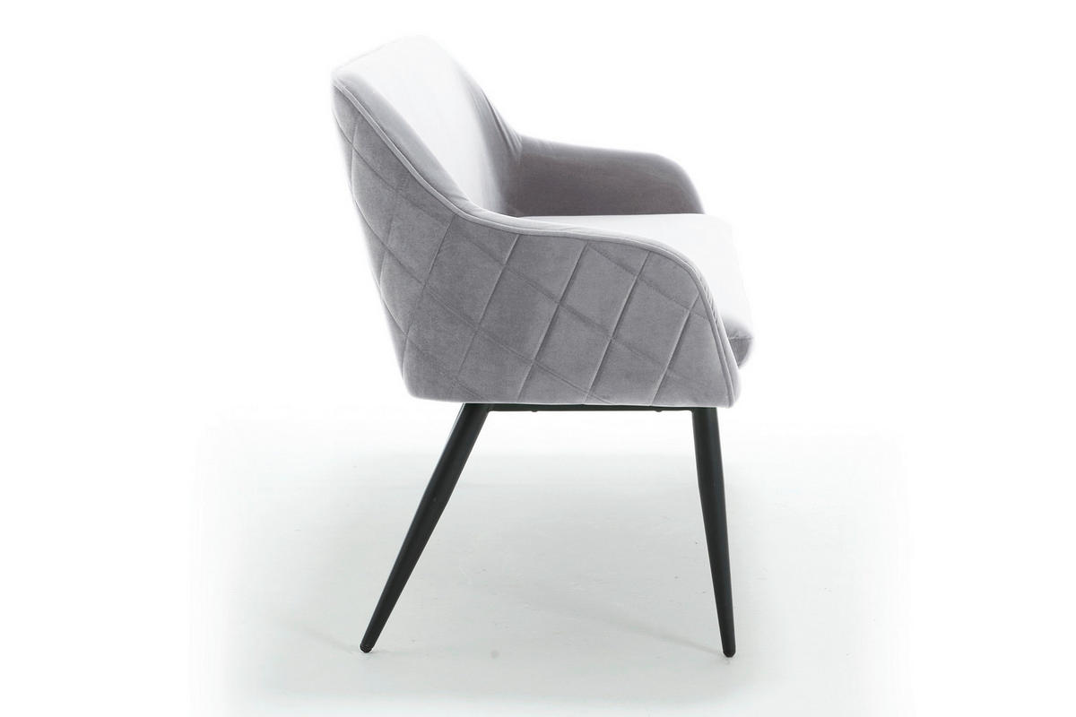 SITZBANK 160/85/61 cm Samt Grau Metall  - Schwarz/Grau, MODERN, Textil/Metall (160/85/61cm) - Livetastic