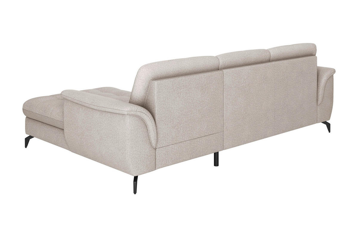 ECKSOFA in Flachgewebe Greige  - Greige/Schwarz, Modern, Textil/Metall (262/164cm) - Sit & More