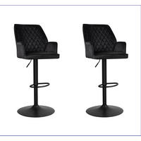 BARHOCKER-SET Samt, Velours Schwarz gastro- und objekttauglich, Sitzfläche 360° drehbar  - Schwarz, MODERN, Textil/Metall (54/100/58cm) - MID.YOU