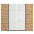 SCHWEBETÜRENSCHRANK 271/235/68 cm 4-türig Weiß, Eiche Artisan  - Chromfarben/Weiß, KONVENTIONELL, Glas/Holzwerkstoff (271/235/68cm) - Novel