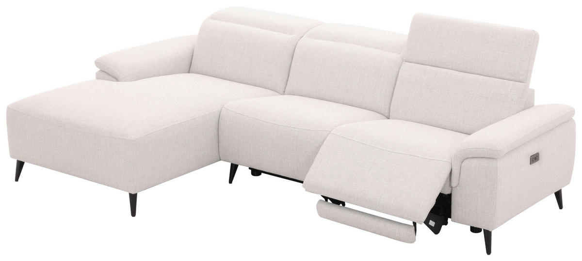 ECKSOFA inkl. Funktionen Hellgrau Leinenoptik  - Schwarzchrom/Hellgrau, Design, Holz/Kunststoff (270/75/171cm) - Xora