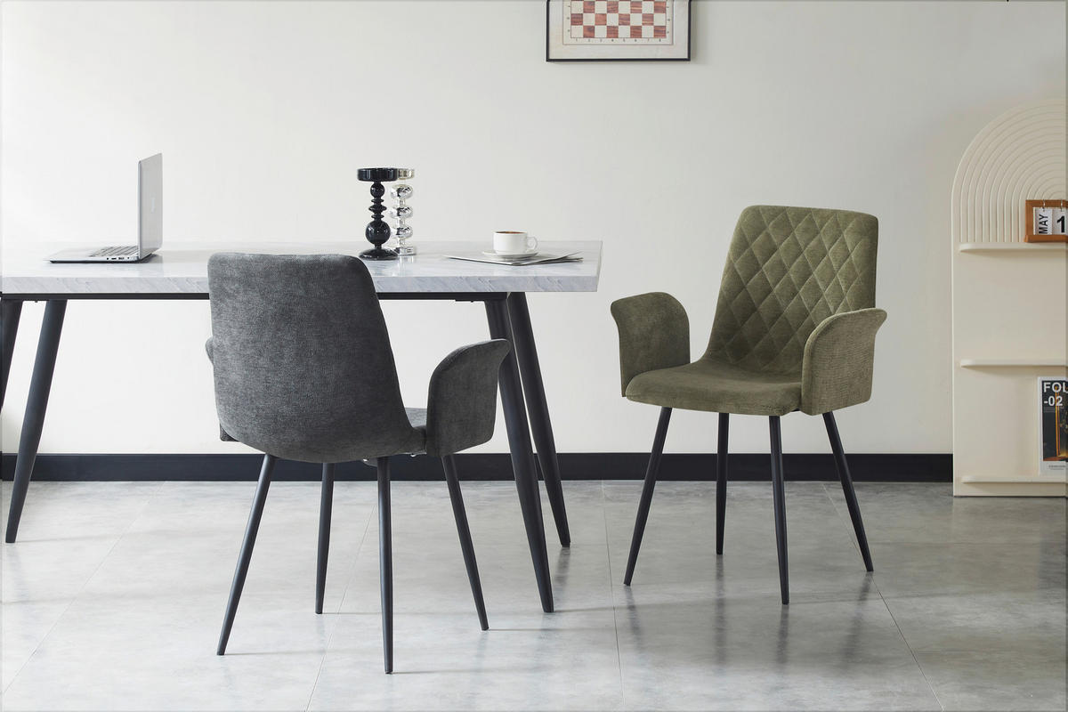 ARMLEHNSTUHL   Webstoff  - Schwarz/Olivgrün, Design, Textil/Metall (61/87/55cm) - Ti'me