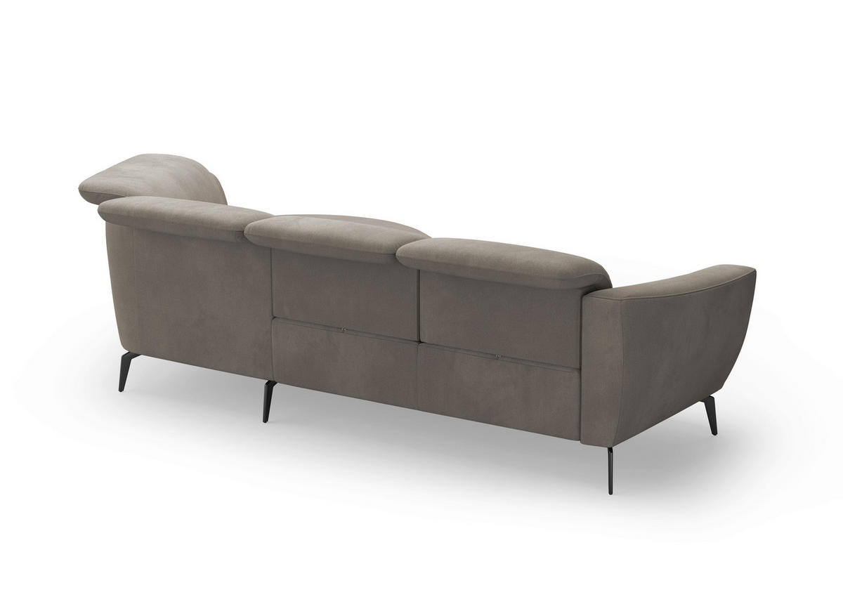 ECKSOFA ZOE E Schlammfarben Flachgewebe  - Schlammfarben/Schwarz, KONVENTIONELL, Textil/Metall (309/199cm) - Sit & More
