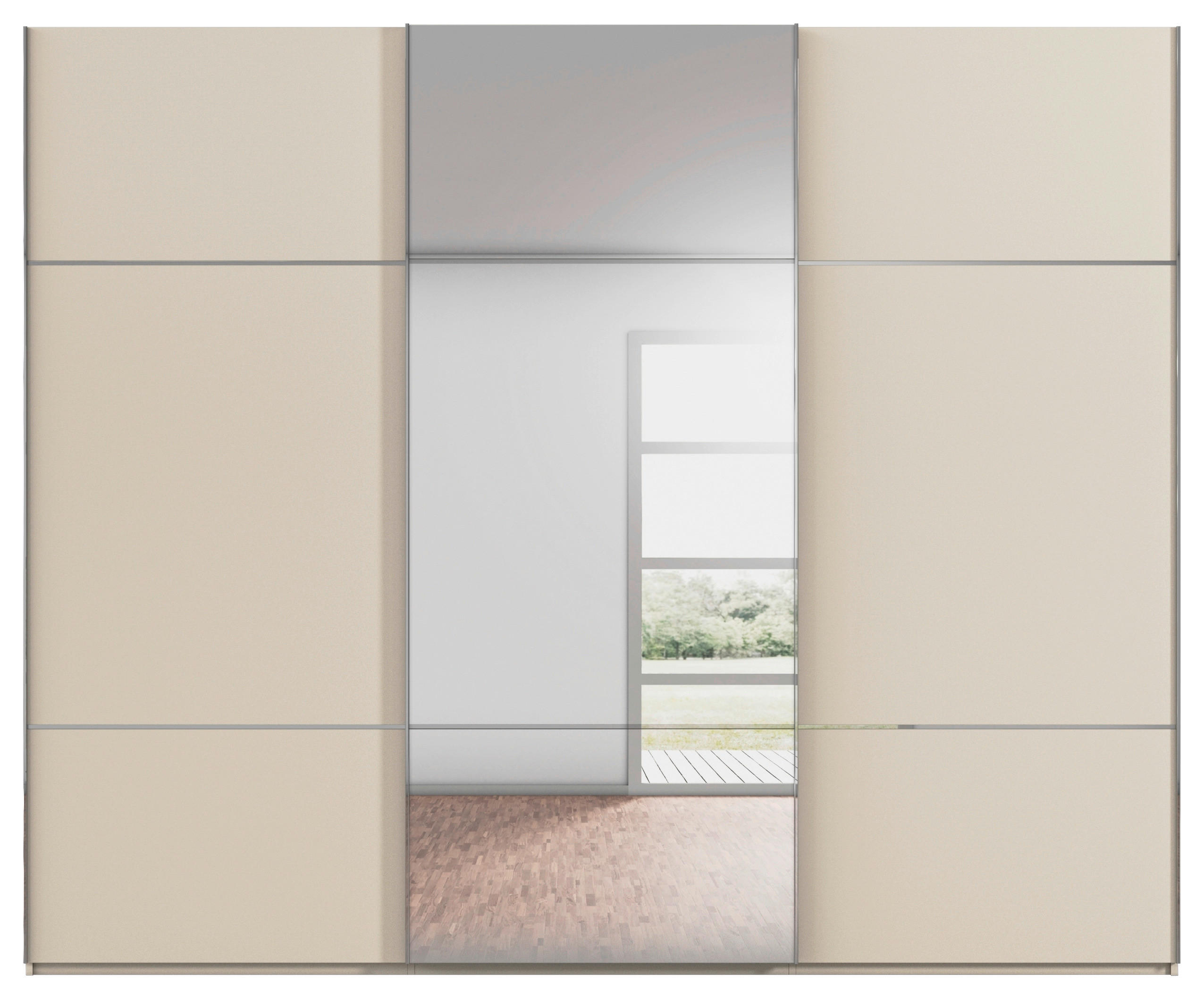 SCHWEBETÜRENSCHRANK  in Champagner  - Champagner, KONVENTIONELL, Glas/Holzwerkstoff (242/223/68cm) - Novel