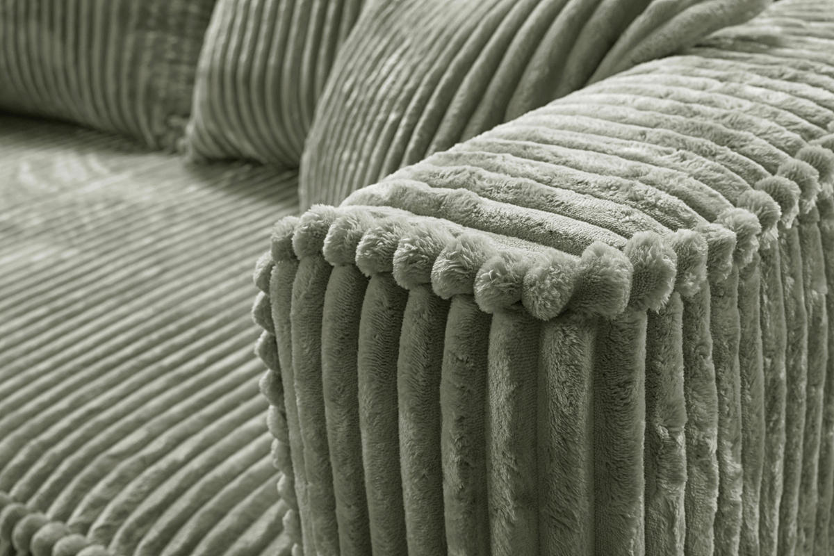 RÉCAMIERE in Cord Grün  - Schwarz/Grün, Design, Holz/Textil (207/75/121cm) - MID.YOU