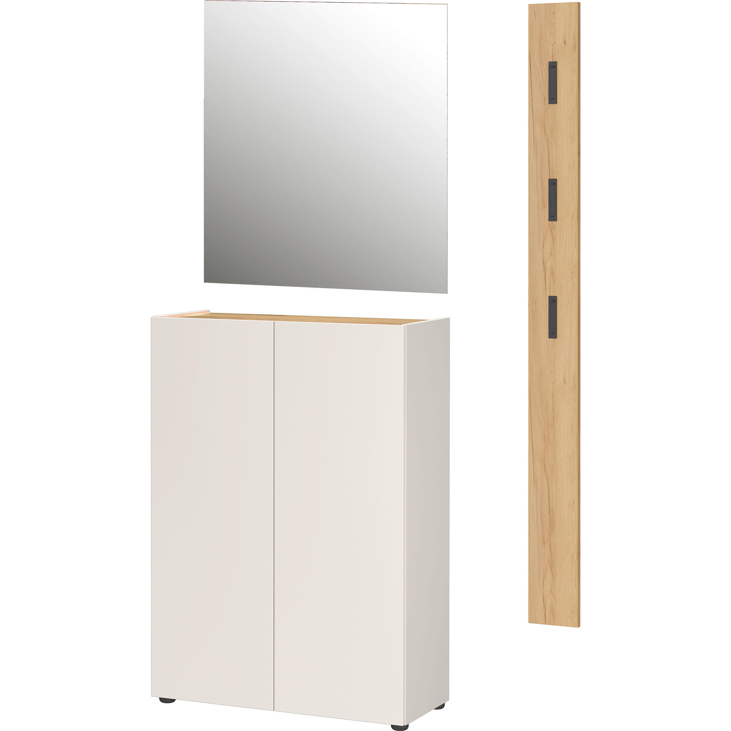 GARDEROBE 3-teilig  in 104/200/33 cm  - Kaschmir/Eichefarben, Design, Glas/Holzwerkstoff (104/200/33cm) - Germania