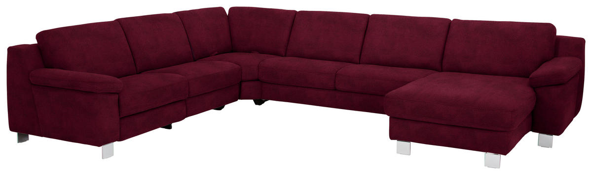 WOHNLANDSCHAFT in Mikrofaser Bordeaux  - Chromfarben/Bordeaux, Design, Textil/Metall (278/364/166cm) - Valdera