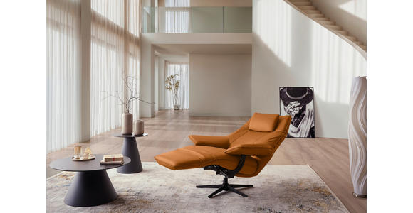 RELAXSESSEL in Leder Senfgelb  - Senfgelb/Schwarz, Design, Leder/Metall (92/79/82cm) - Dieter Knoll