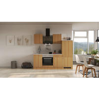KÜCHENBLOCK 220 cm   in Buchefarben  - Edelstahlfarben/Beige, MODERN, Holzwerkstoff/Kunststoff (220cm) - FlexWell