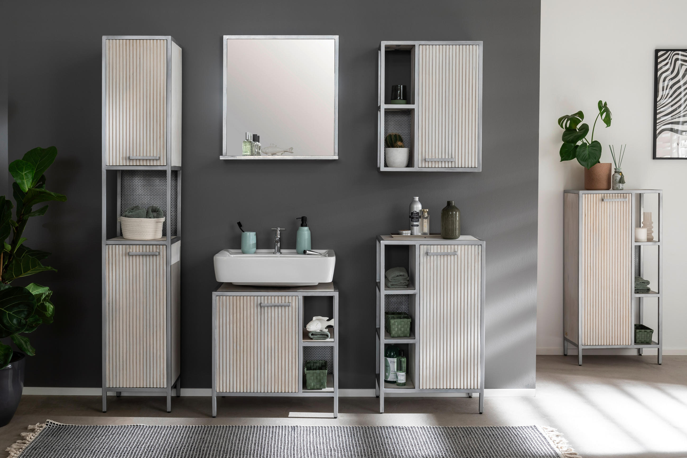 WASCHBECKENUNTERSCHRANK 62/61/40 cm  - Chromfarben/Weiß, MODERN, Holz/Metall (62/61/40cm) - Livetastic