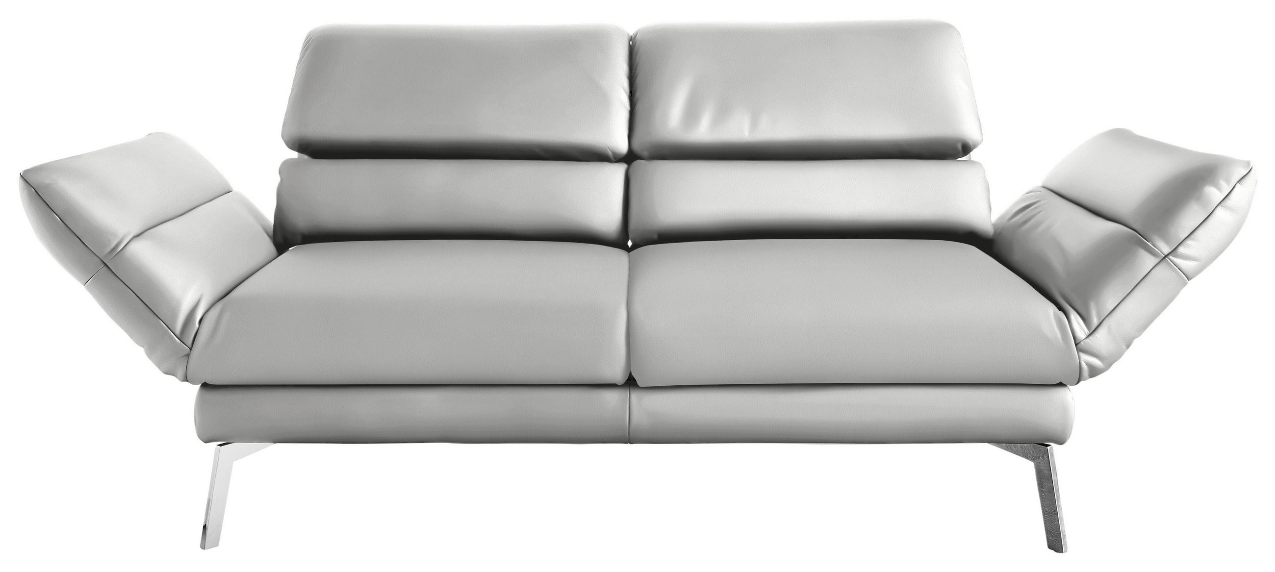 2-SITZER-SOFA Echtleder Hellgrau  - Chromfarben/Hellgrau, Design, Leder/Metall (178-226/82/96-177cm) - Dieter Knoll