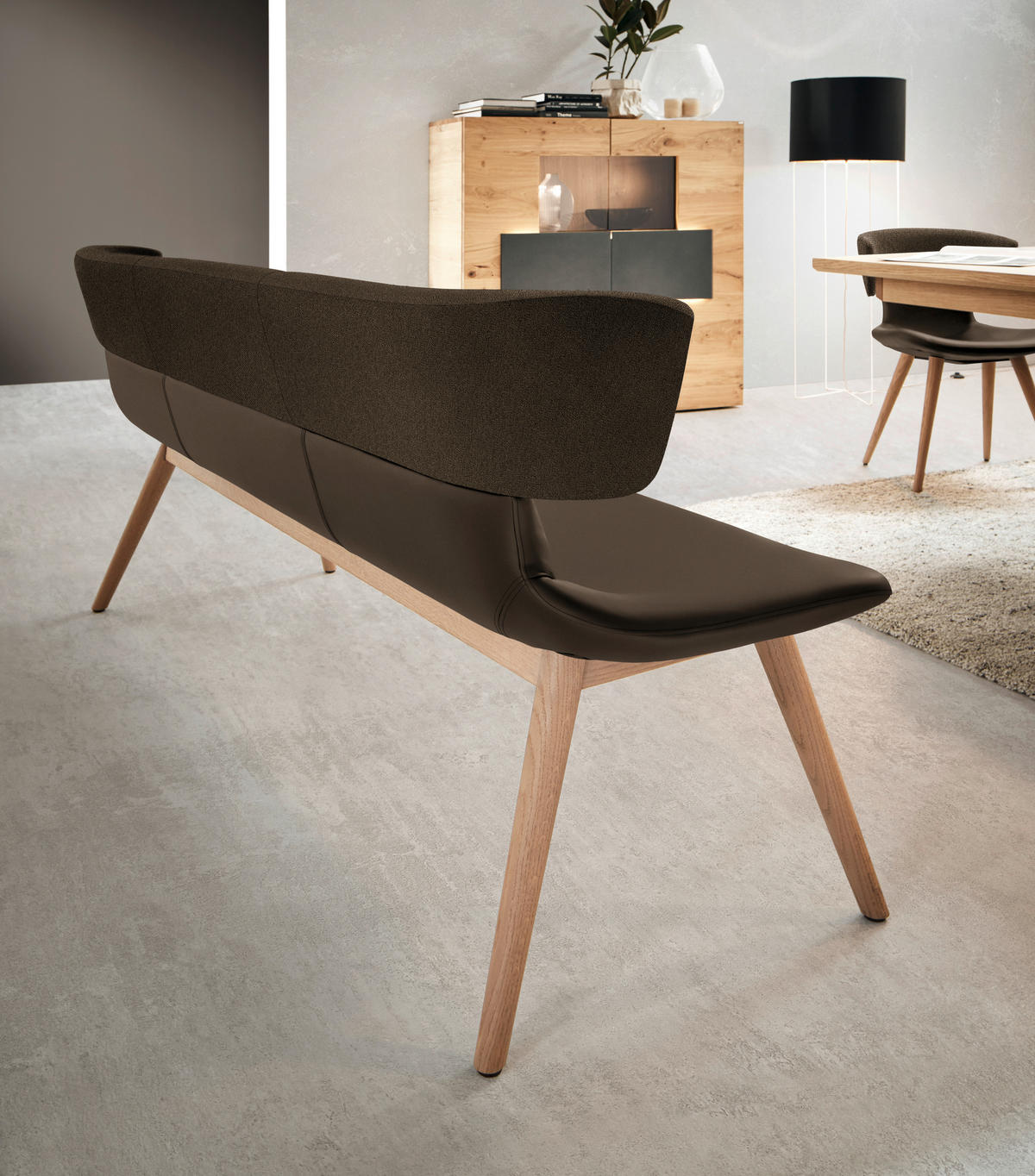 SITZBANK 170/84,5/64,5 cm  in Braun, Eichefarben  - Eichefarben/Braun, Natur, Leder/Holz (170/84,5/64,5cm) - Voglauer