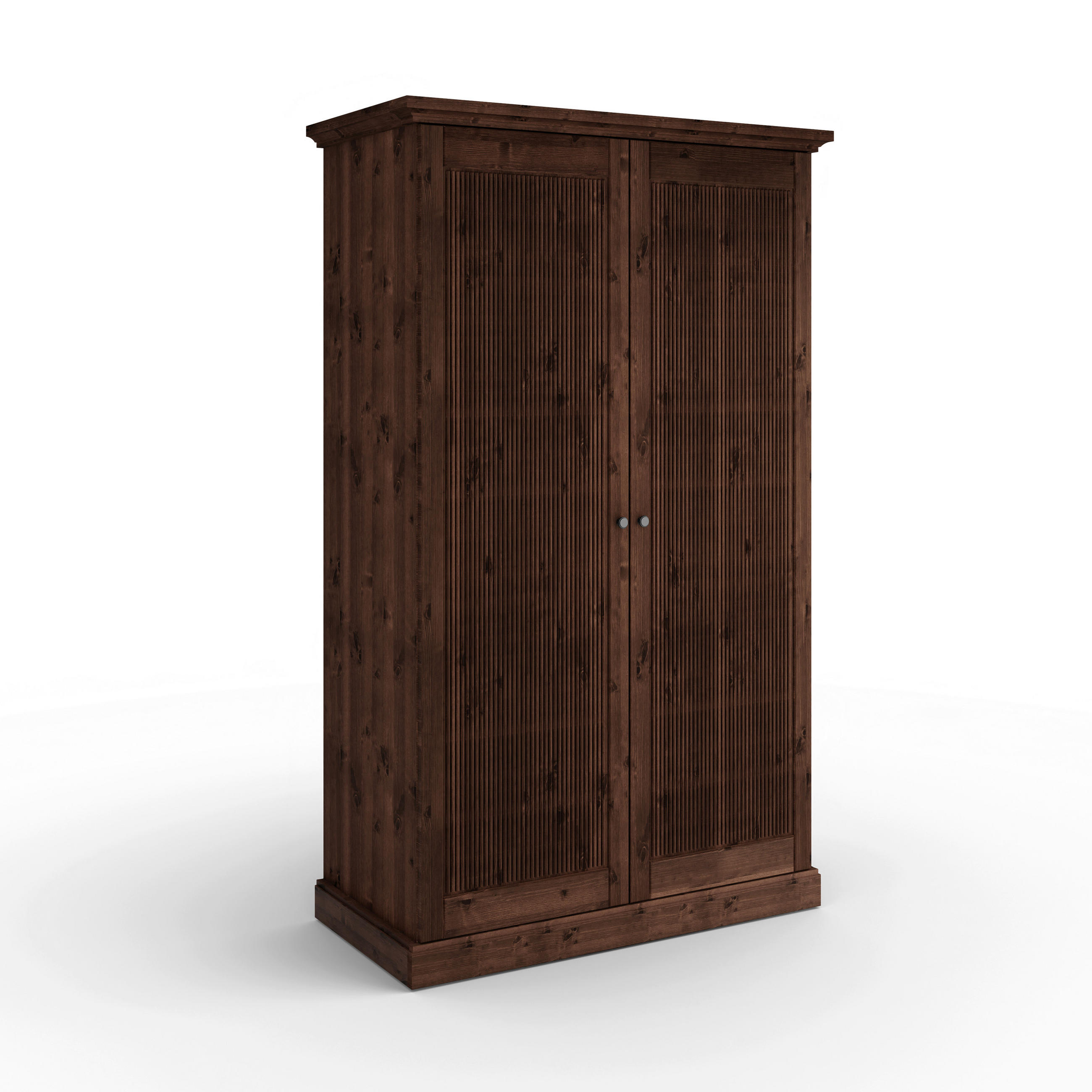 KLEIDERSCHRANK 129/213/63 cm,  in Dunkelbraun, 2 Tür(en)-türig  - Dunkelbraun/Silberfarben, KONVENTIONELL, Holz/Metall (129/213/63cm) - Linea Natura