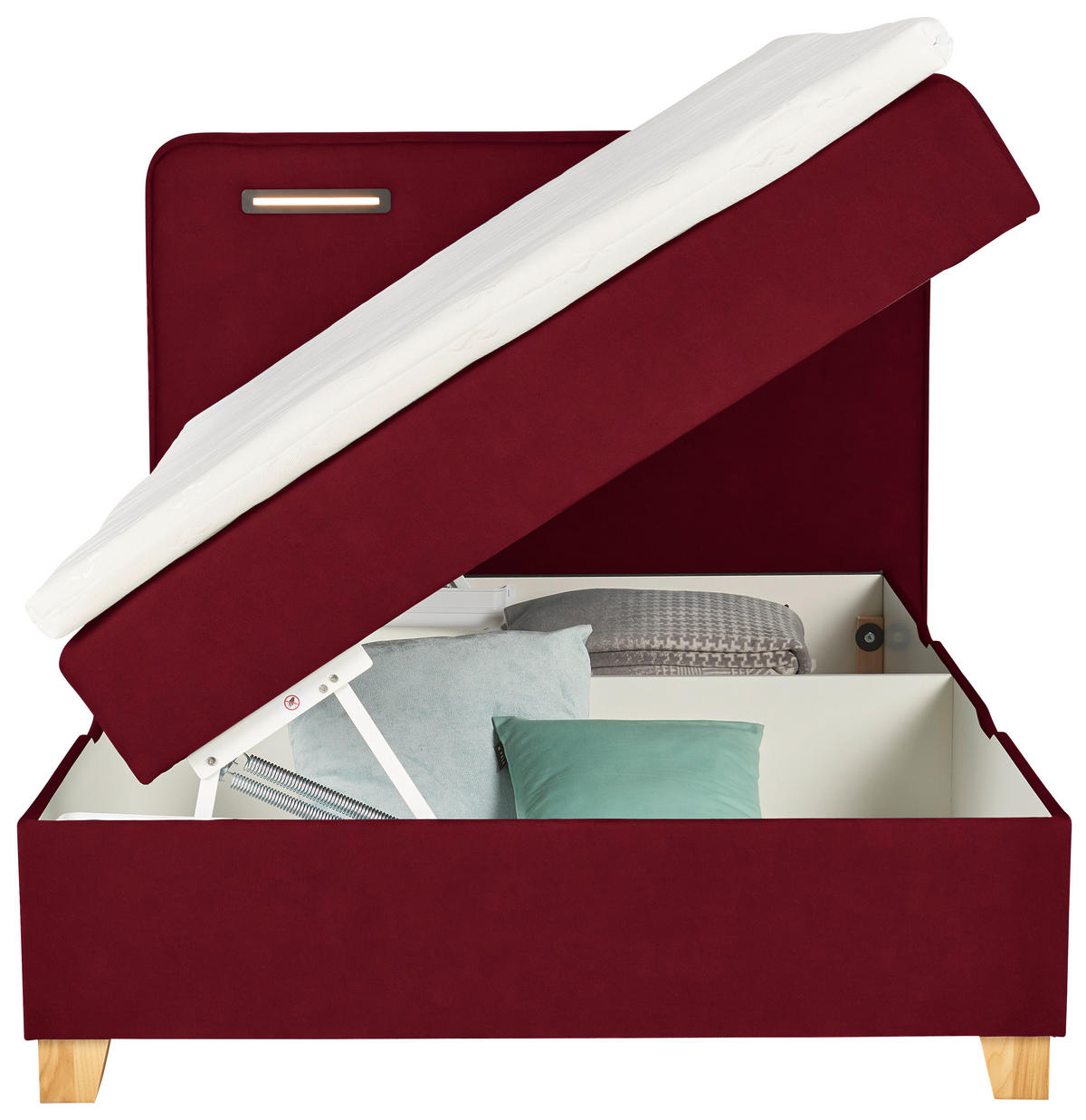 BOXBETT 120/200 cm  in Rot  - Rot, Konventionell, Holz/Textil (120/200cm) - Moderano