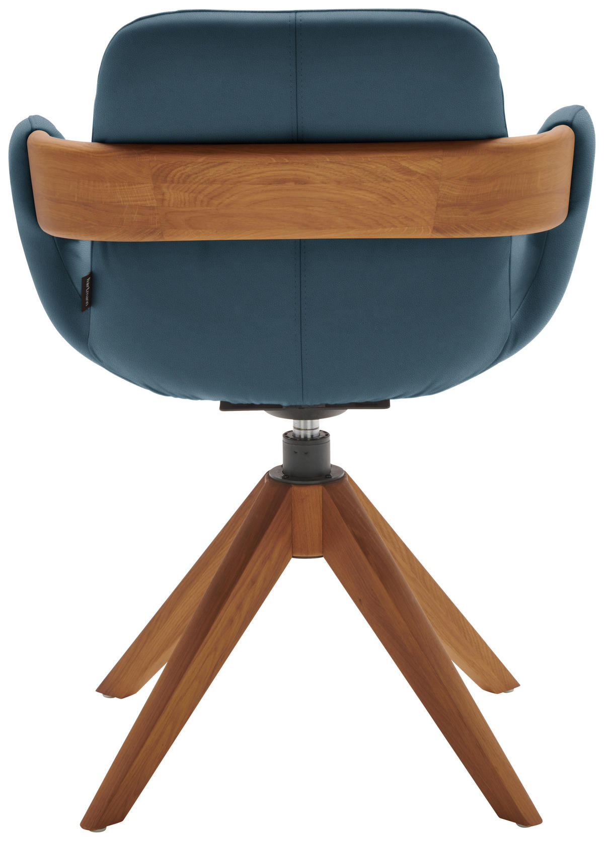 ARMLEHNSTUHL  Lederauswahl, Stoffauswahl, Typenauswahl, Sitzfläche 360° drehbar, automatische Rückholfunktion  Echtleder  - Blau/Eichefarben, Natur, Leder/Holz (60/86/60cm) - Valnatura