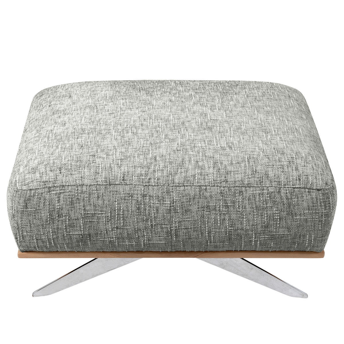 HOCKER PORTLAND Struktur Grau  - Chromfarben/Naturfarben, Design, Holz/Textil (95/46/80cm) - Livetastic