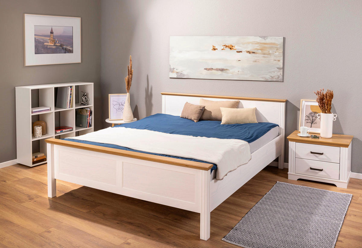 KREVET  215/94/190 cm    bijela, hrast Artisan  - bijela/hrast Artisan, Moderno, drvo (215/94/190cm) - Landscape