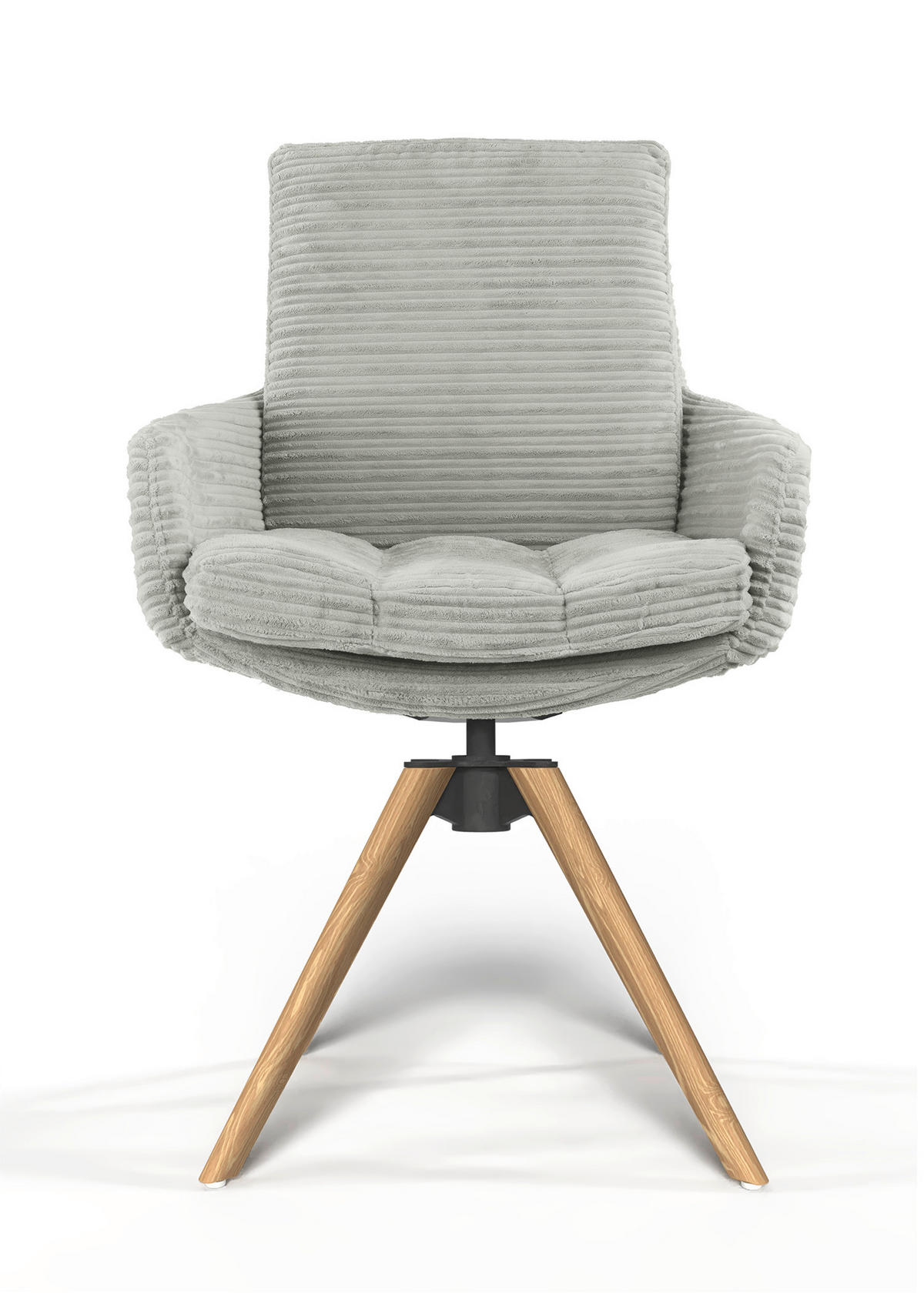 ARMLEHNSTUHL  Beinauswahl, Sitzfläche 360° drehbar, Stoff-/Lederauswahl gerippt  Naturfarben  - Eichefarben/Naturfarben, Design, Holz/Textil (60/91/62cm) - Valdera