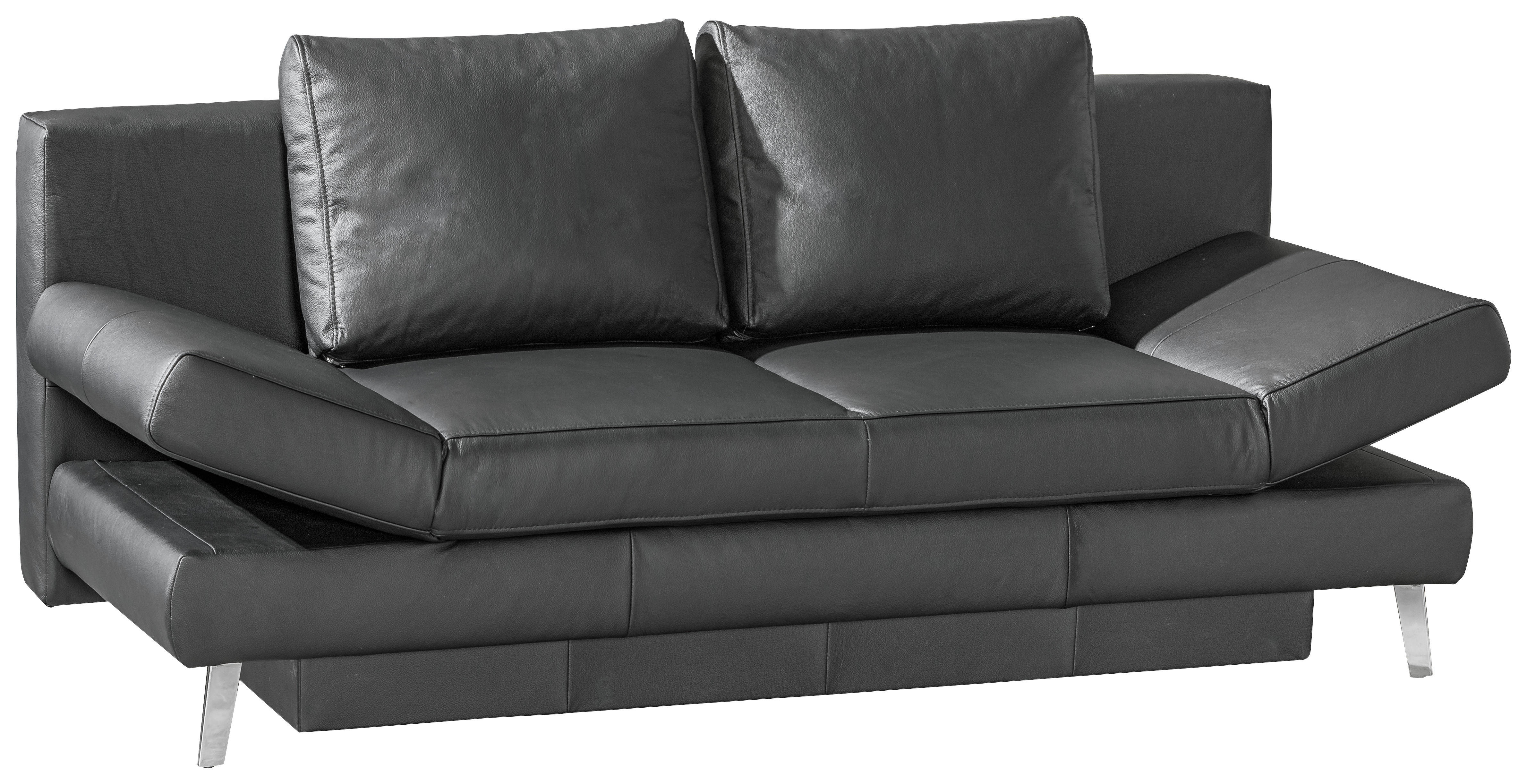 SCHLAFSOFA in Echtleder Schwarz  - Chromfarben/Schwarz, Konventionell, Leder/Metall (200/85/90cm) - Novel