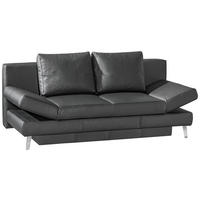 SCHLAFSOFA in Echtleder Schwarz  - Chromfarben/Schwarz, Konventionell, Leder/Metall (200/85/90cm) - Novel