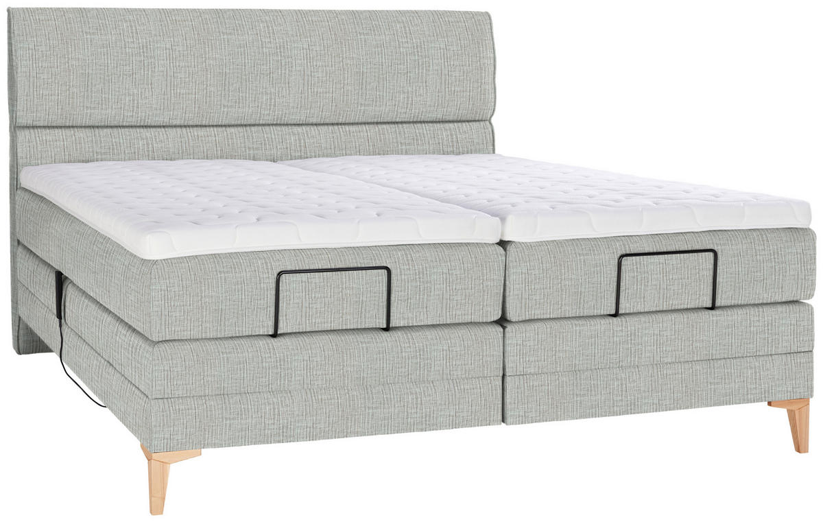 BOXSPRINGBETT 180/200 cm  in Hellgrau  - Eichefarben/Hellgrau, Konventionell, Holz/Textil (180/200cm) - Voleo