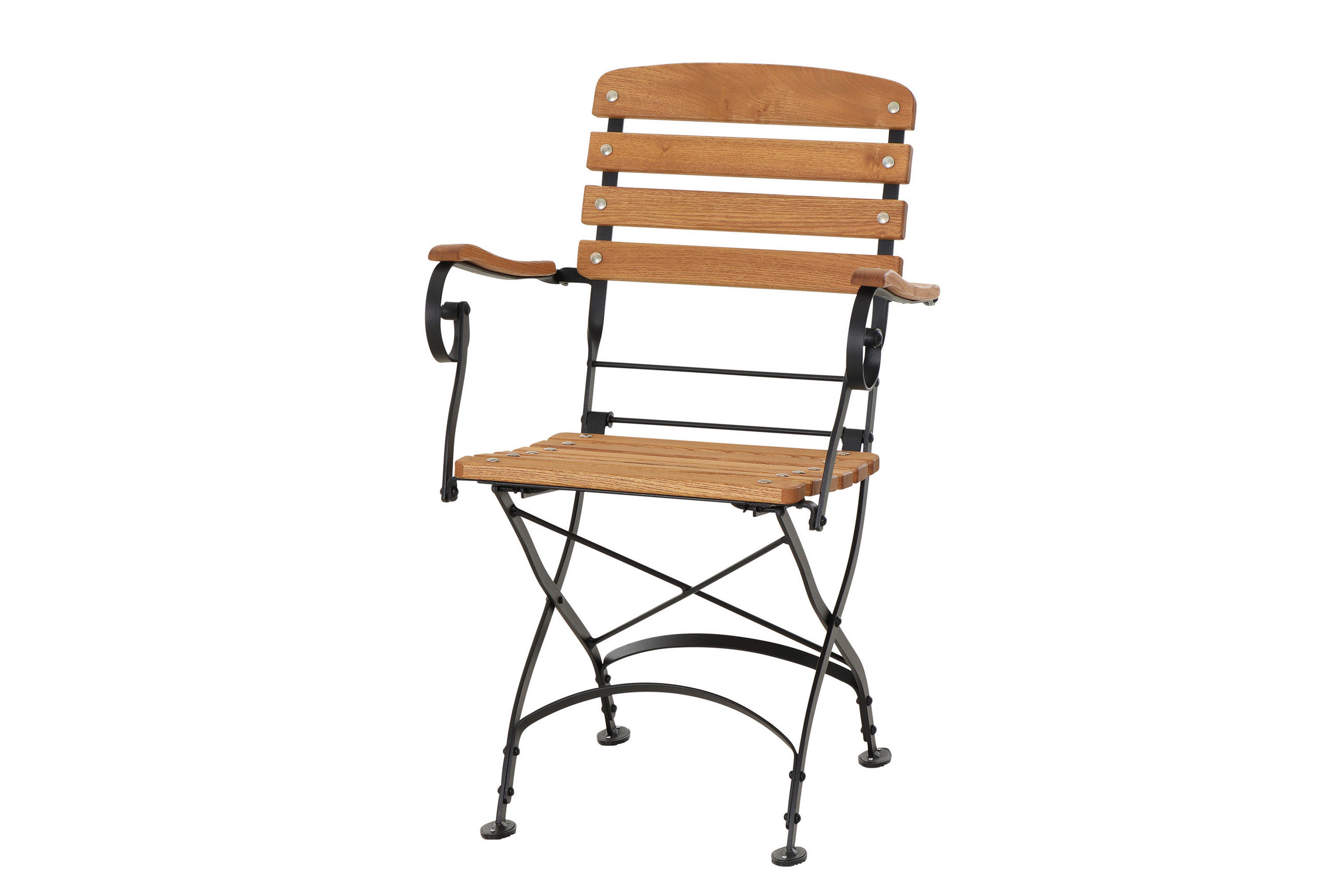 GARTENKLAPPSESSEL Robinie Stahl Schwarz, Robinienfarben  - Robinienfarben/Schwarz, KONVENTIONELL, Holz/Metall (60/87/57cm) - Siena Garden