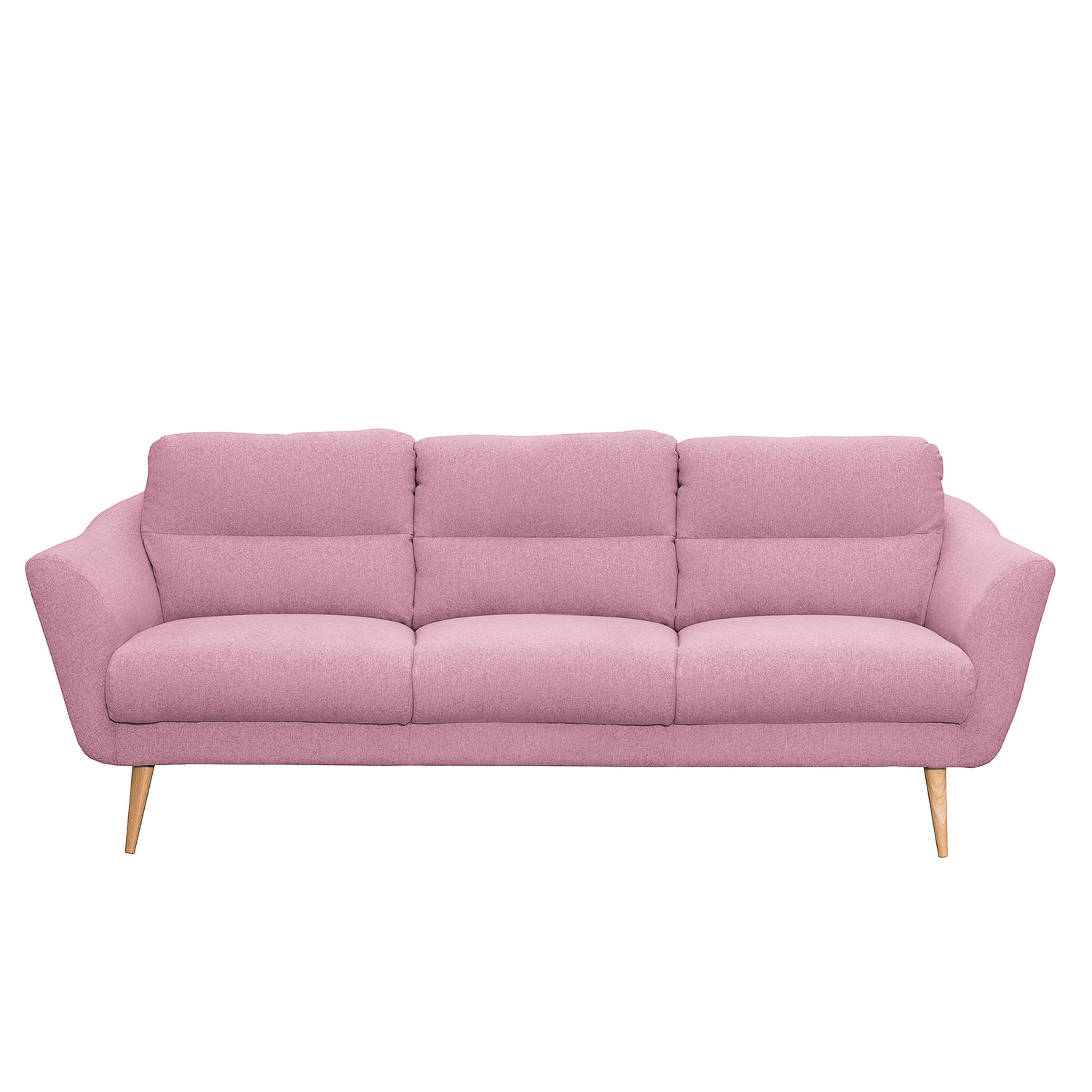 3-SITZER-SOFA in Webstoff Rosa  - Buchefarben/Rosa, Design, Holz/Textil (209/87/88cm) - Livetastic