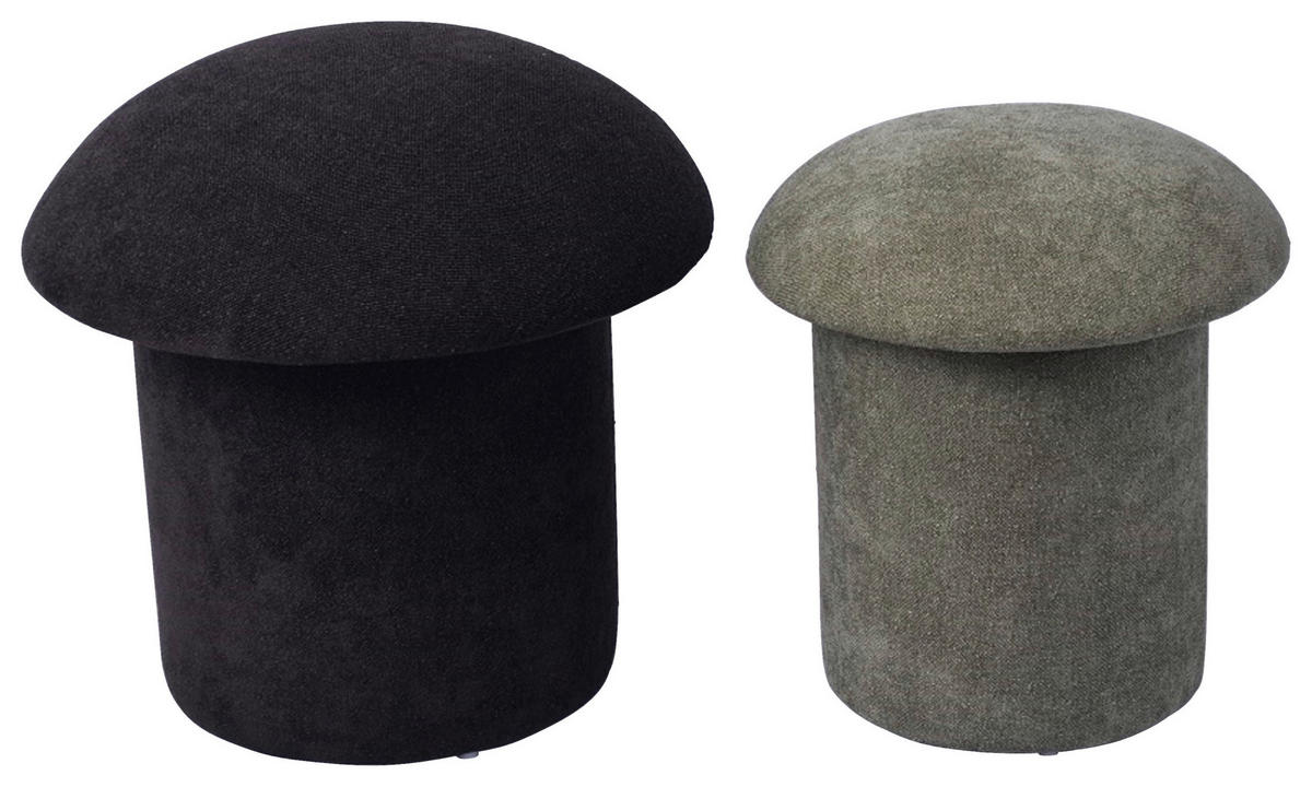 HOCKERSET Schwarz, Hellgrün  - Schwarz/Hellgrün, LIFESTYLE, Holzwerkstoff/Textil (45/47/45cm) - Xora