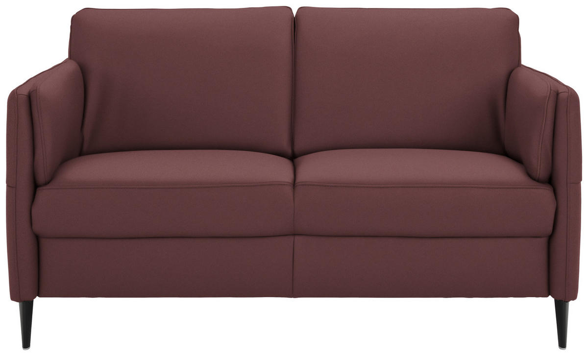 2,5-SITZER Echtleder Weinrot  - Weinrot/Schwarz, Design, Leder/Metall (164/84/99cm) - Dieter Knoll