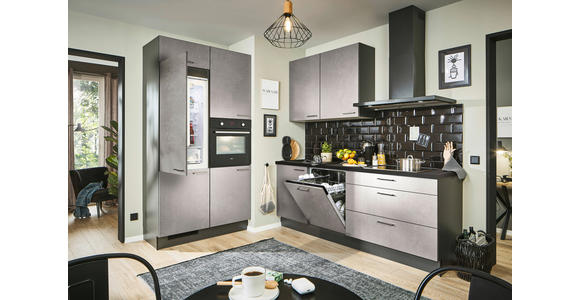 ECKKÜCHE 120/220 cm in Graphitfarben, Schwarz, Hellgrau - Chromfarben/Hellgrau, Design, Holzwerkstoff/Metall (120/220cm) - Xora