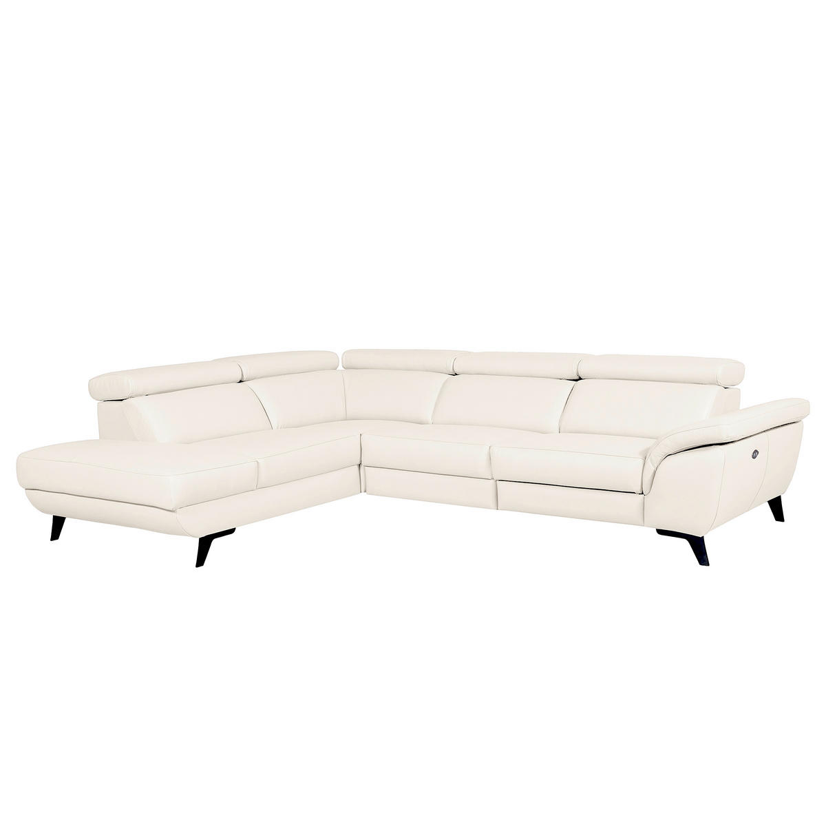 ECKSOFA DALLAS in Echtleder Creme  228/283 cm  - Creme/Schwarz, Design, Leder/Metall (228/283cm) - Livetastic