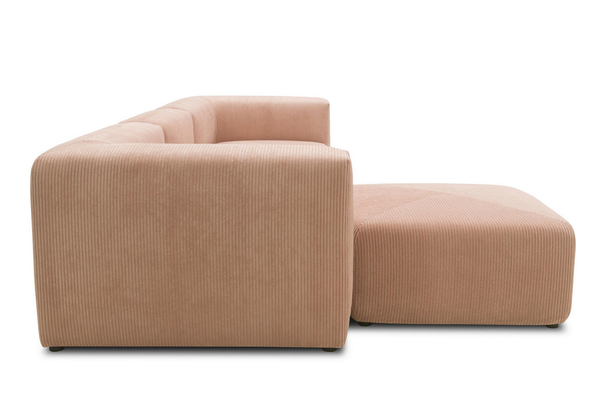 ECKSOFA Rosa, Roségold Cord, Mikrofaser  - Roségold/Schwarz, Design, Kunststoff/Textil (301/69/193cm) - MID.YOU