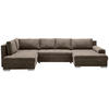 WOHNLANDSCHAFT Dunkelbraun Velours  - Chromfarben/Dunkelbraun, KONVENTIONELL, Kunststoff/Textil (198/363/170cm) - Hom`in