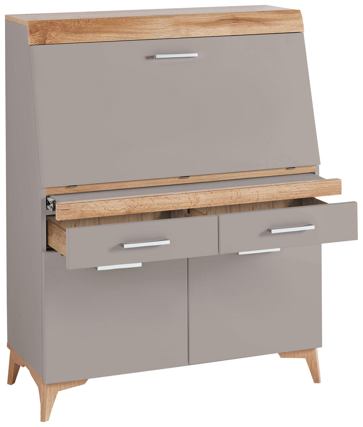 SEKRETÄR  Kabeldurchlass, Stauraum  - Eichefarben/Alufarben, LIFESTYLE, Holzwerkstoff/Kunststoff (98/124/39,6cm) - Carryhome