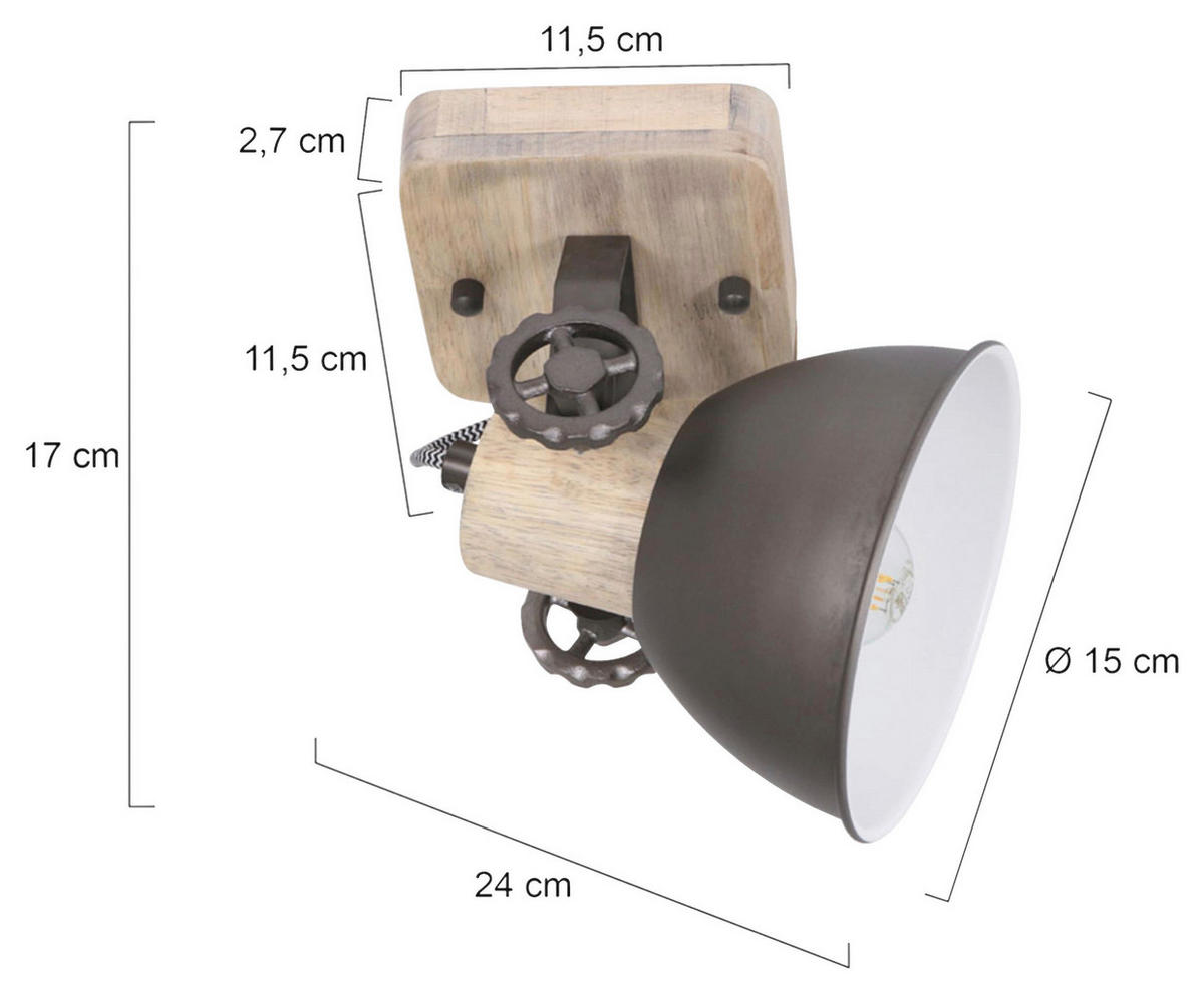 DECKENSPOTS - Anthrazit, Trend, Holz/Metall (15/19/17cm)