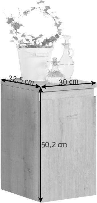 UNTERSCHRANK 30/50,2/32,5 cm   - Eichefarben, Design, Glas/Holzwerkstoff (30/50,2/32,5cm) - b-collection