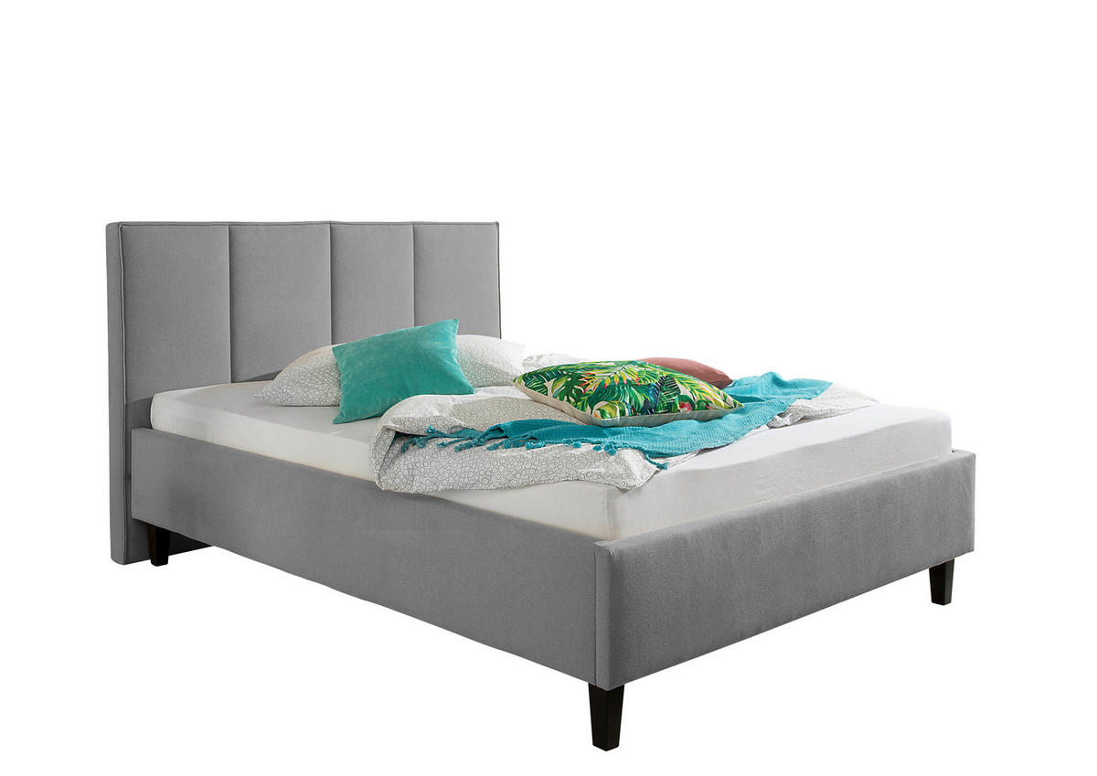 POLSTERBETT 140/200 cm,  in Grau,  - Schwarz/Grau, MODERN, Holz/Textil (140/200cm) - Livetastic