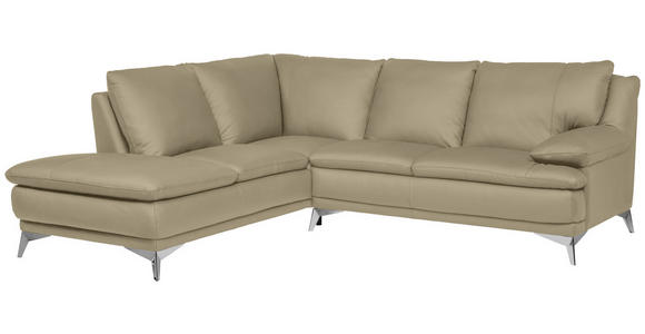 ECKSOFA Fango Echtleder  - Chromfarben/Fango, Design, Leder/Metall (224/252cm) - Novel