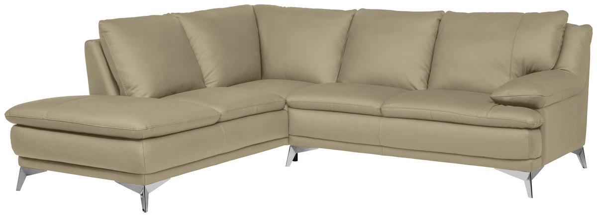 ECKSOFA Fango Echtleder  - Chromfarben/Fango, Design, Leder/Metall (224/252cm) - Novel