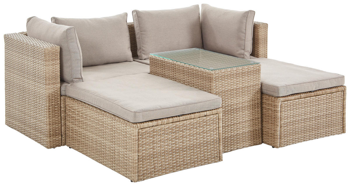 LOUNGEGARNITUR    - Braun/Grau, MODERN, Glas/Kunststoff - Ambia Garden