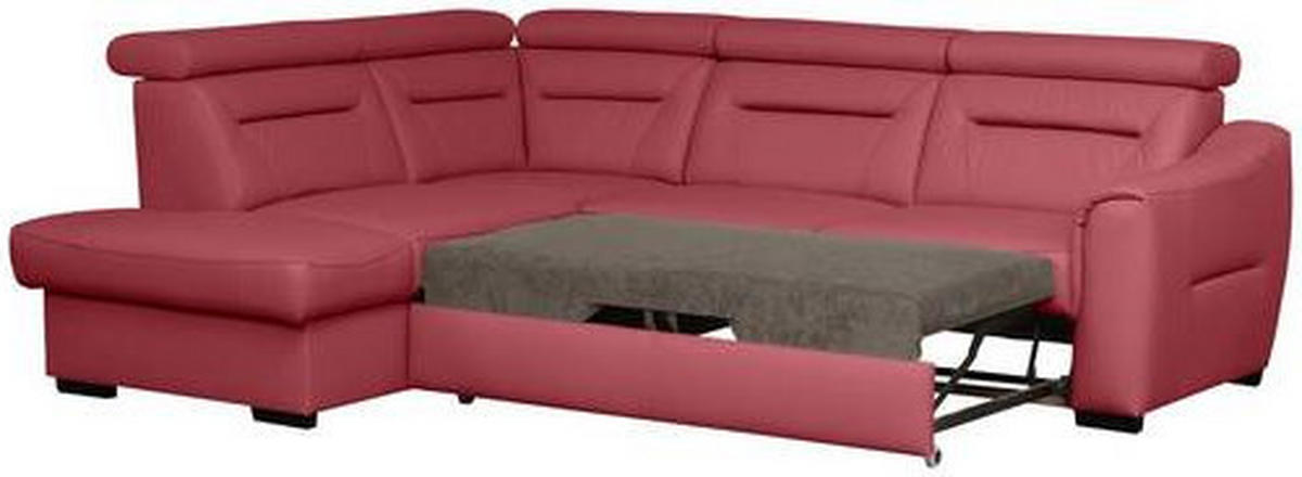 ECKSOFA  in Lederlook Echtleder Rot  - Wengefarben/Rot, Design, Leder/Holz (212/260cm) - Celina Home