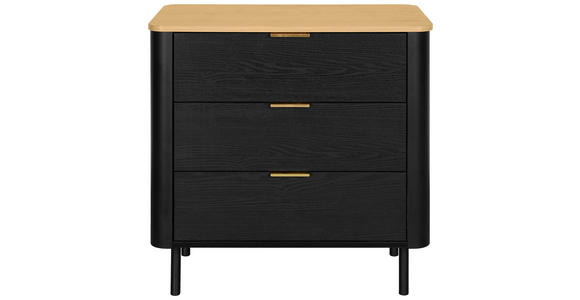 KOMMODE in 73/75/40 cm - Eichefarben/Goldfarben, Trend, Holzwerkstoff/Metall (73/75/40cm) - Xora