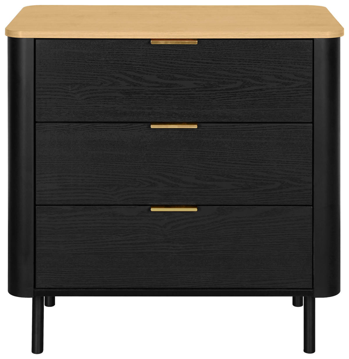 KOMMODE  in 73/75/40 cm  - Eichefarben/Goldfarben, Trend, Holzwerkstoff/Metall (73/75/40cm) - Xora