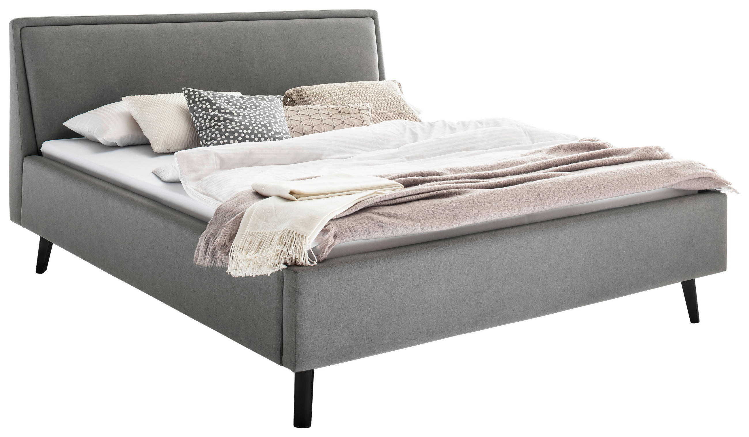 POLSTERBETT Hellgrau 140/200 cm  - Hellgrau/Schwarz, KONVENTIONELL, Holz/Textil (140/200cm) - Livetastic