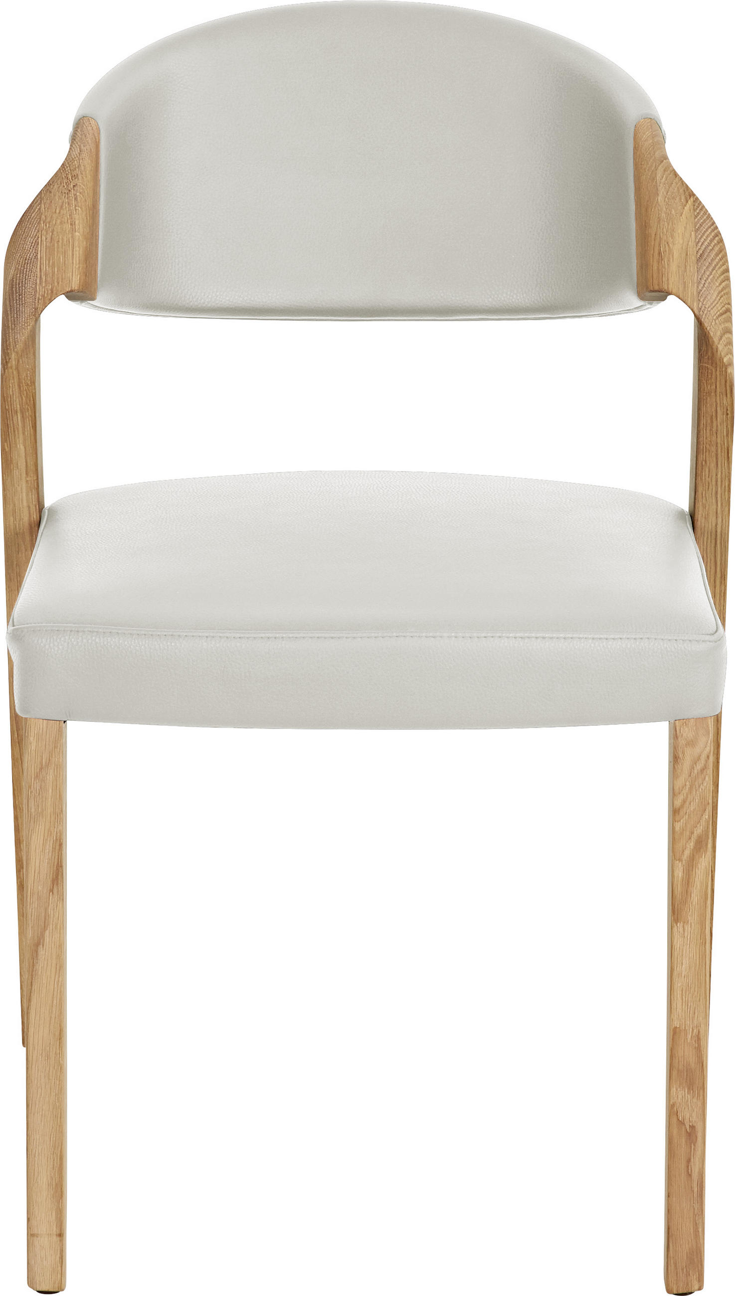 STUHL in Echtleder pigmentiert - Weiss/Eichefarben, Natur, Leder/Holz (53/82/57cm) - Voglauer