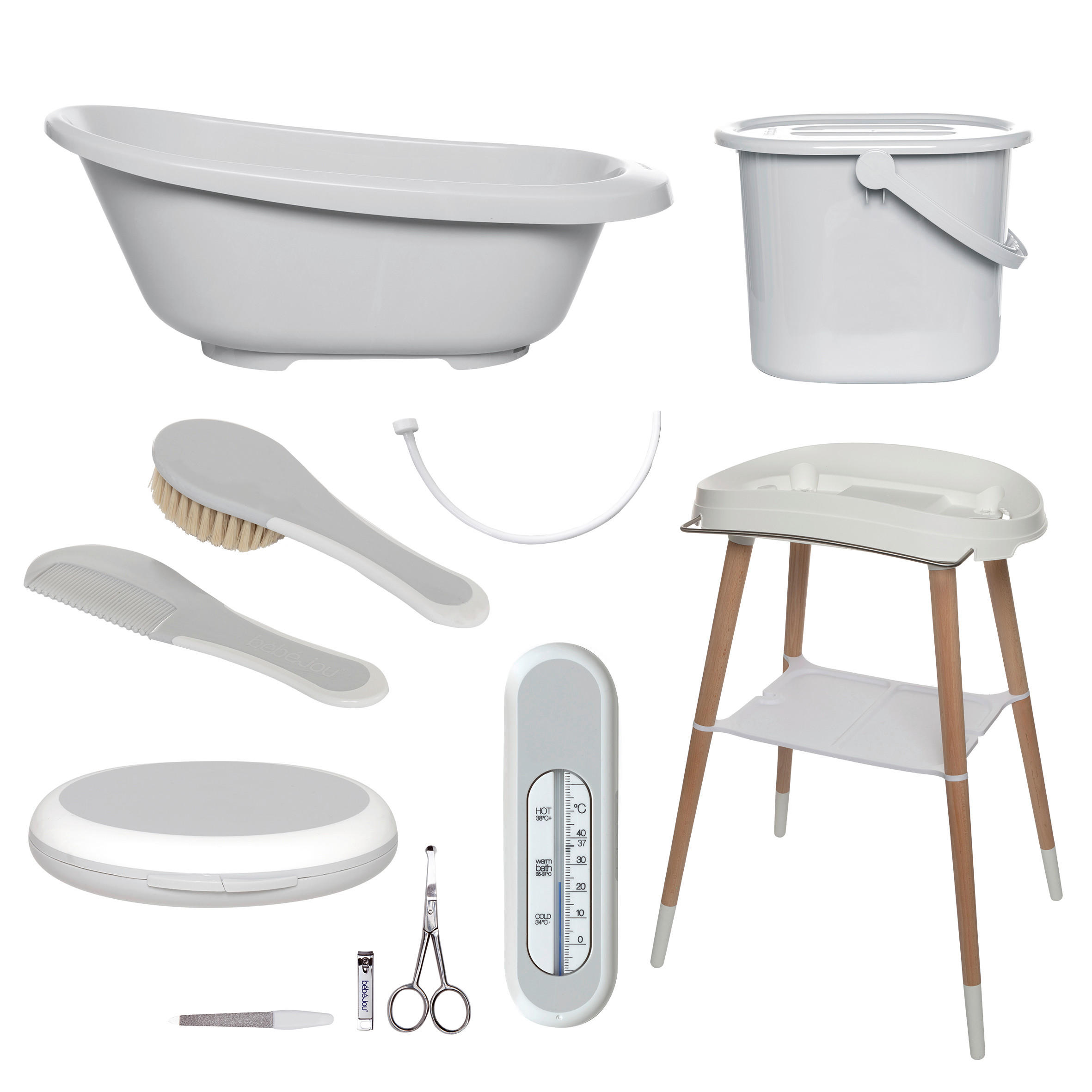 BABYBADESET SENSE EDITION 7-teilig  - Hellgrau/Grau, Basics, Kunststoff (79.5/40/46cm) - Bebe Jou