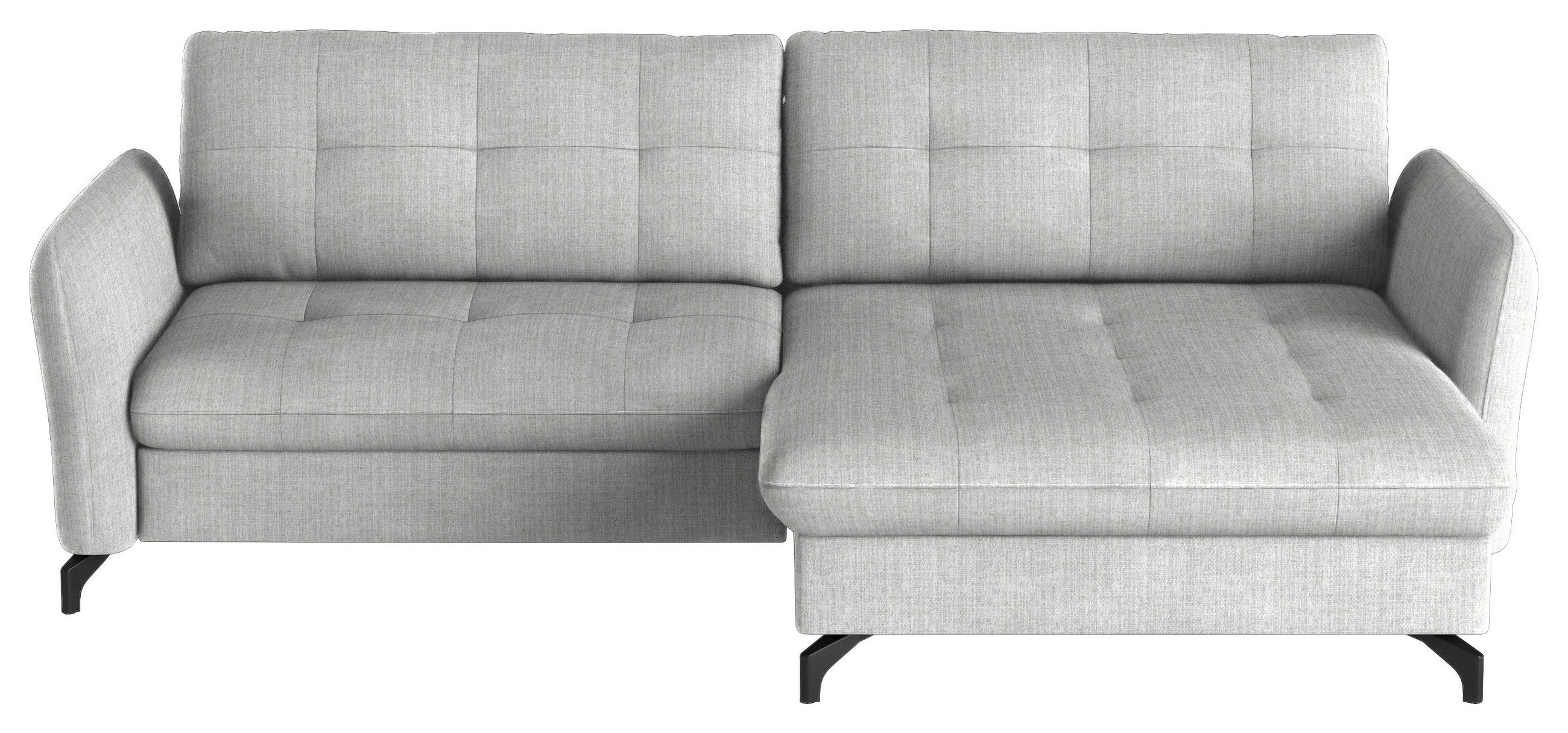 ECKSOFA Silberfarben Flachgewebe, Leinenoptik  - Silberfarben/Schwarz, Design, Textil/Metall (242/170cm) - Xora