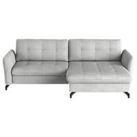 ECKSOFA in Flachgewebe, Leinenoptik Silberfarben  - Silberfarben/Schwarz, Design, Textil/Metall (242/170cm) - Xora